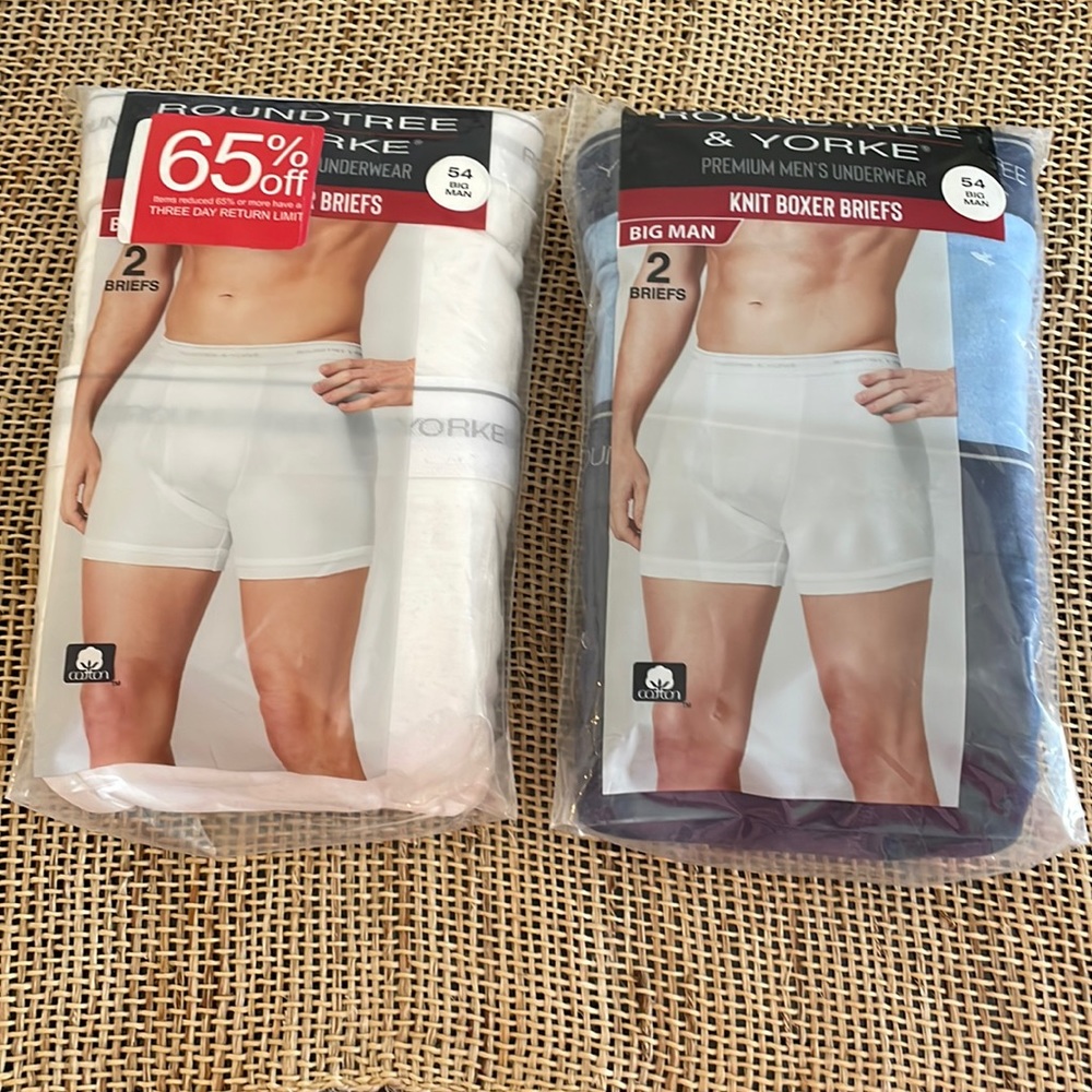 ROUNDTREE and YORKE Knit Boxer Briefs Size 54, NWOT